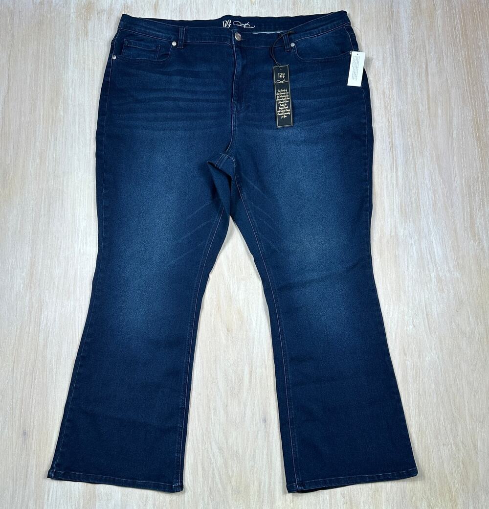NWT Diane Gilman DG2 Bootcut Stretch High Rise Dark Wash Flattering Denim 24WP